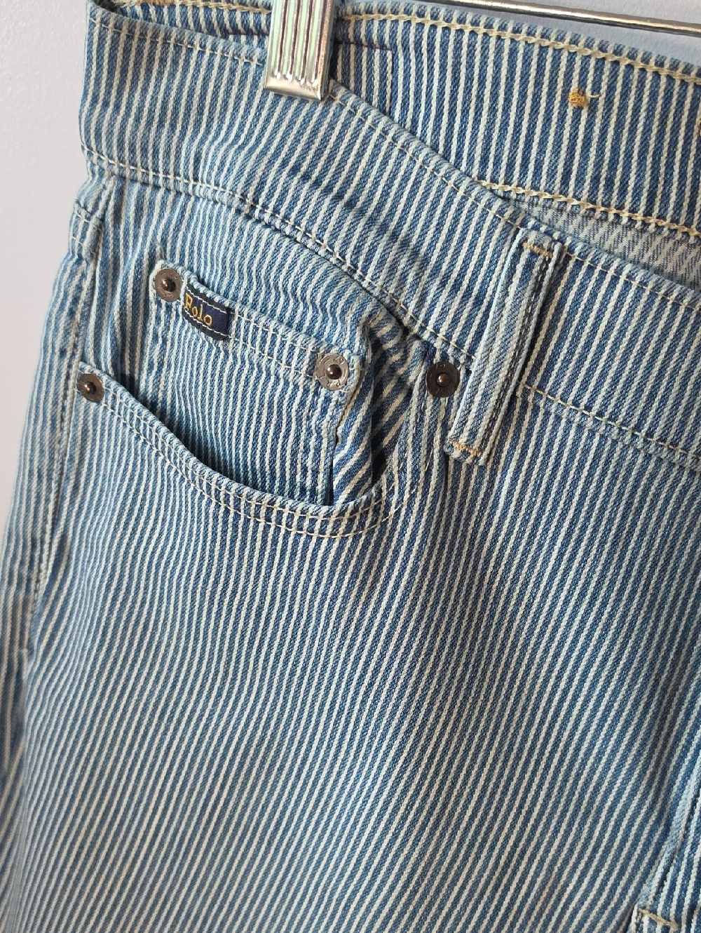 Ralph Lauren Light Blue & White Pinstripe Skinny Jeans